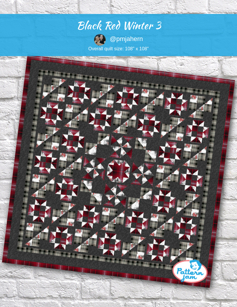 Black Red Winter 3 - custom quilt designed by &#64;pmjahern using PatternJam quilt design software