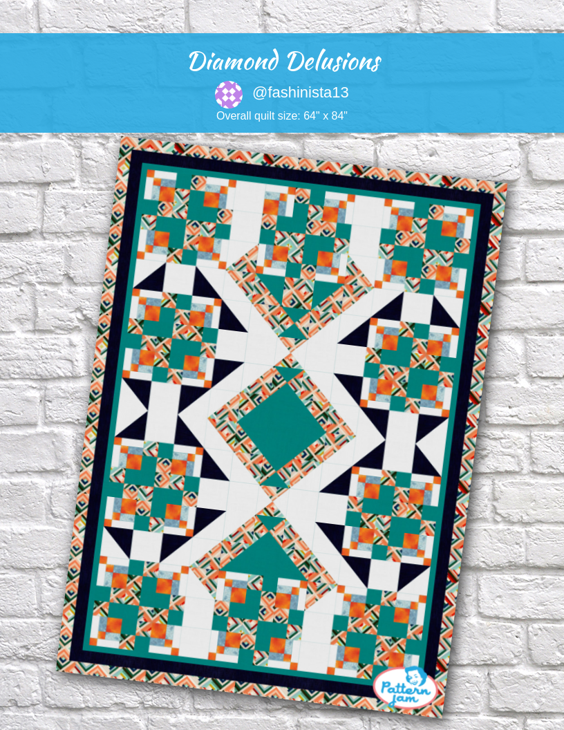 Diamond Delusions - custom quilt designed by &#64;fashinista13 using PatternJam quilt design software