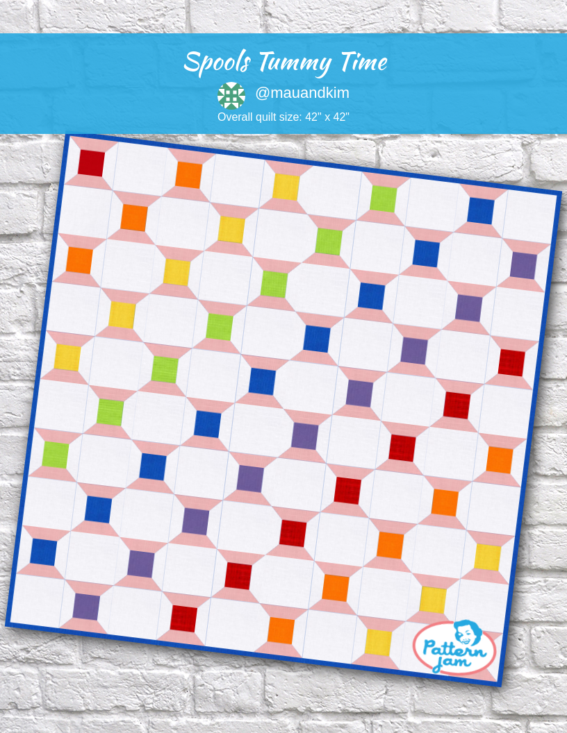 Spools Tummy Time - custom quilt designed by &#64;mauandkim using PatternJam quilt design software