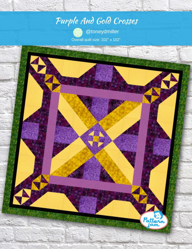 Purple and Gold Crosses - custom quilt designed by &#64;toneydmiller using PatternJam quilt design software