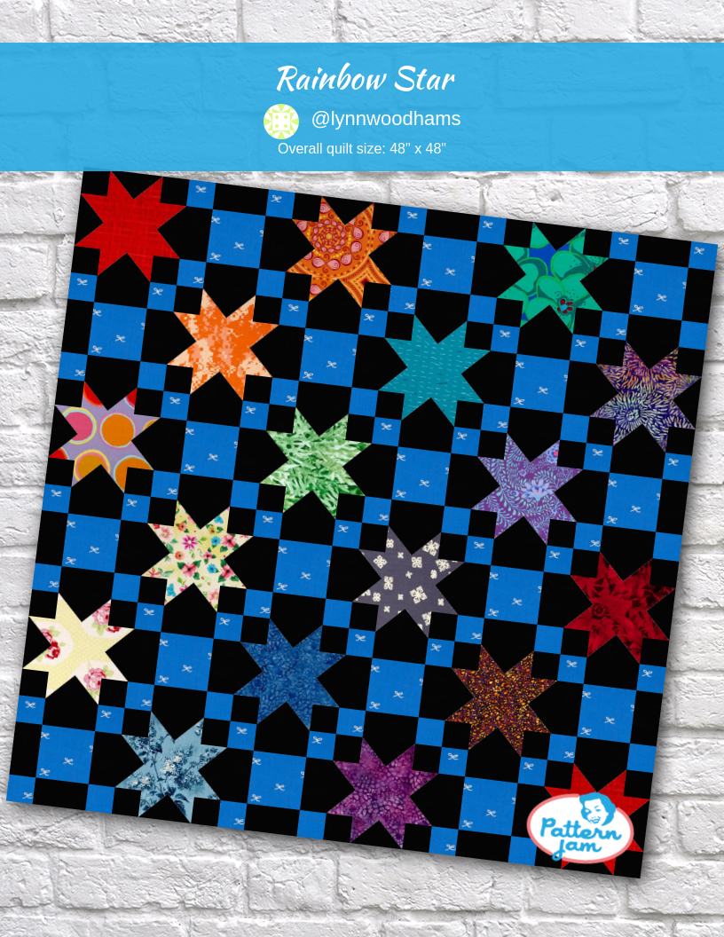 Rainbow star - custom quilt designed by &#64;lynnwoodhams using PatternJam quilt design software