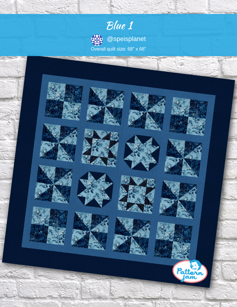 Blue 1 - custom quilt designed by &#64;speisplanet using PatternJam quilt design software