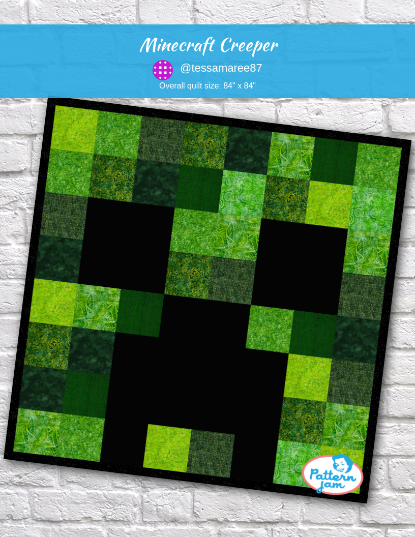 Minecraft Creeper - custom quilt designed by &#64;tessamaree87 using PatternJam quilt design software