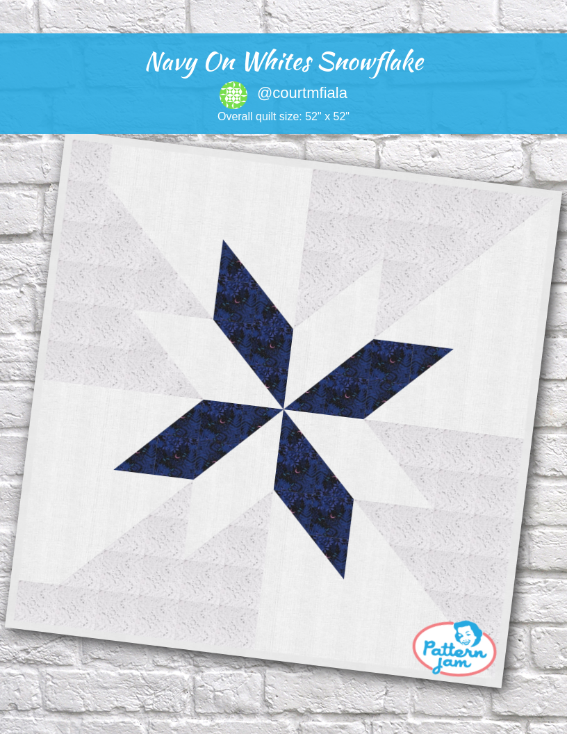 Navy on whites snowflake - custom quilt designed by &#64;courtmfiala using PatternJam quilt design software