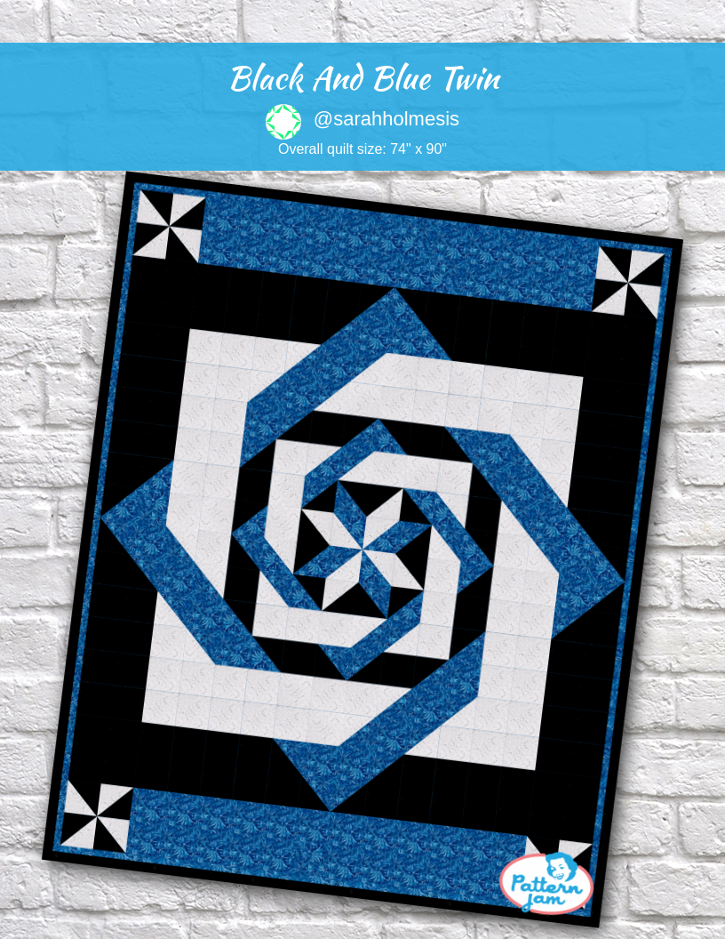 Black and Blue Twin - custom quilt designed by &#64;sarahholmesis using PatternJam quilt design software