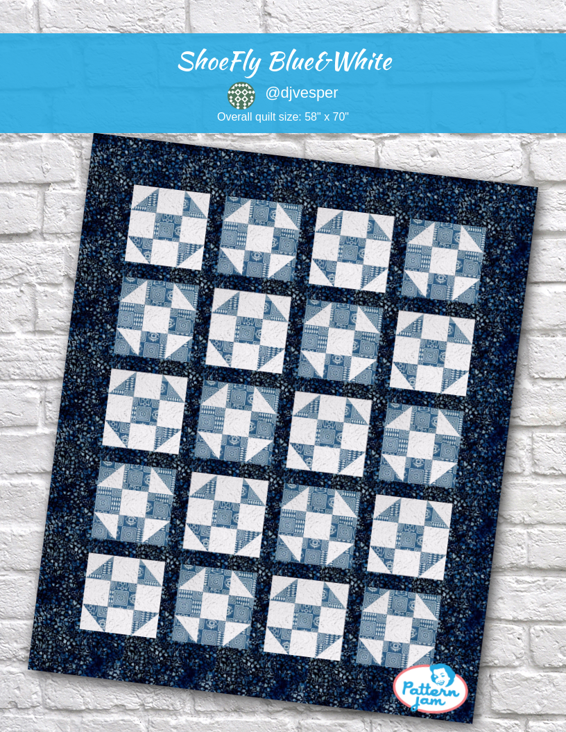ShoeFly Blue&White - custom quilt designed by &#64;djvesper using PatternJam quilt design software