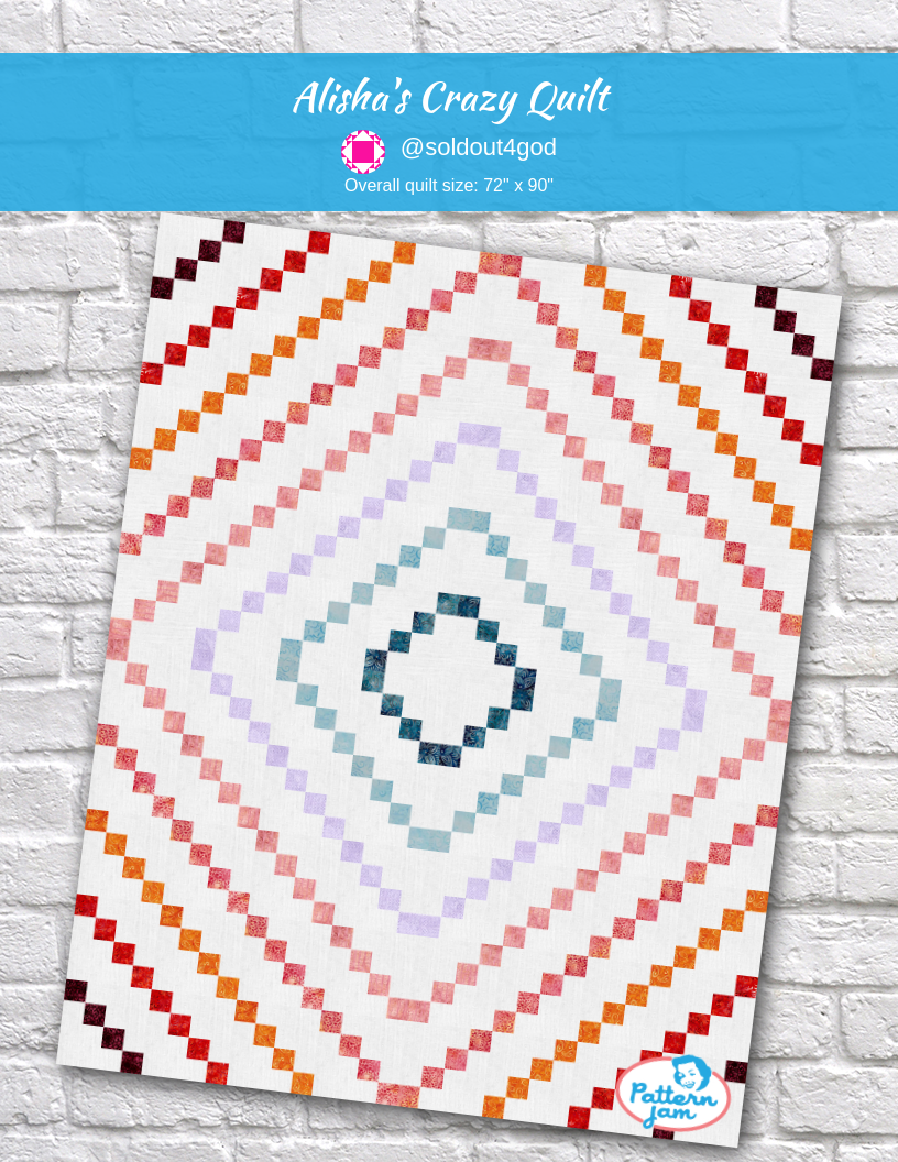 Alisha's crazy quilt - custom quilt designed by &#64;soldout4god using PatternJam quilt design software