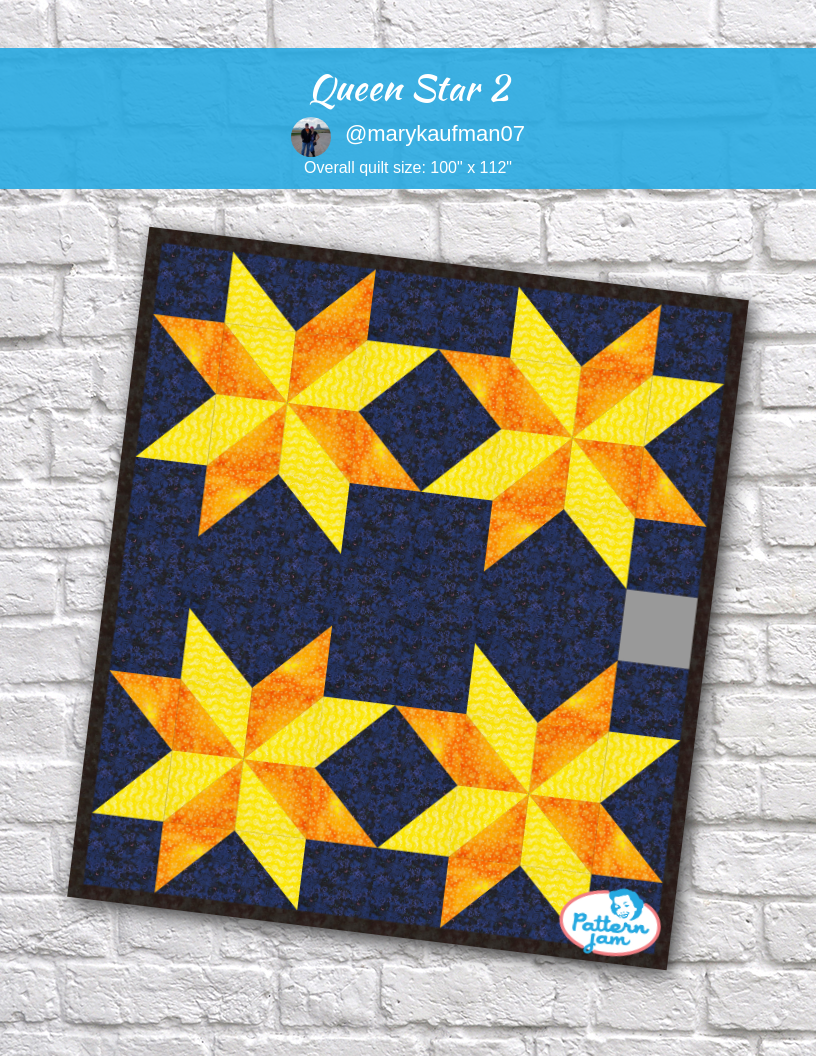 Queen Star 2 - custom quilt designed by &#64;marykaufman07 using PatternJam quilt design software