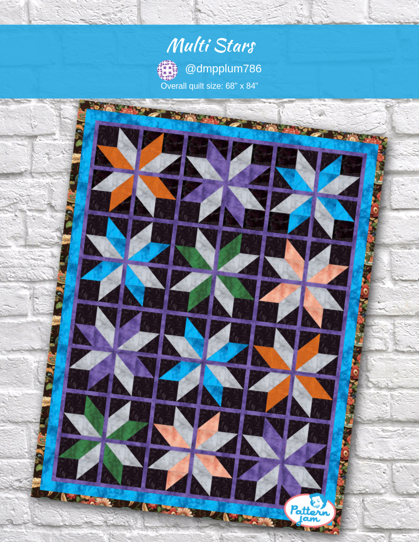 Multi stars - custom quilt designed by &#64;dmpplum786 using PatternJam quilt design software