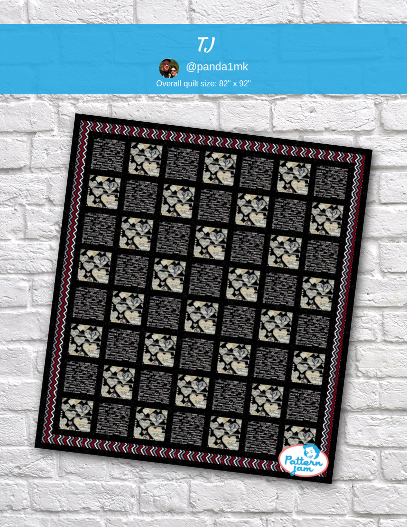 TJ - custom quilt designed by &#64;panda1mk using PatternJam quilt design software