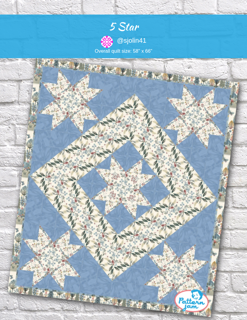 5 star - custom quilt designed by @sjolin41 using PatternJam quilt design software