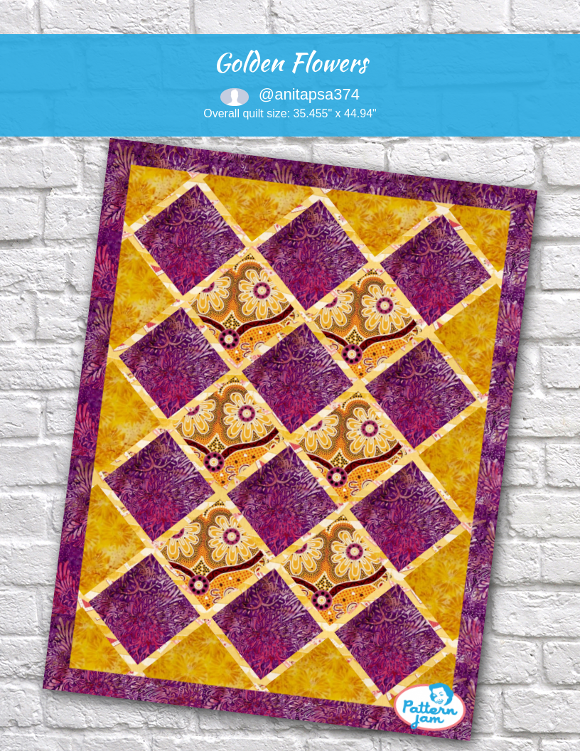 Golden Flowers - custom quilt designed by &#64;anitapsa374 using PatternJam quilt design software