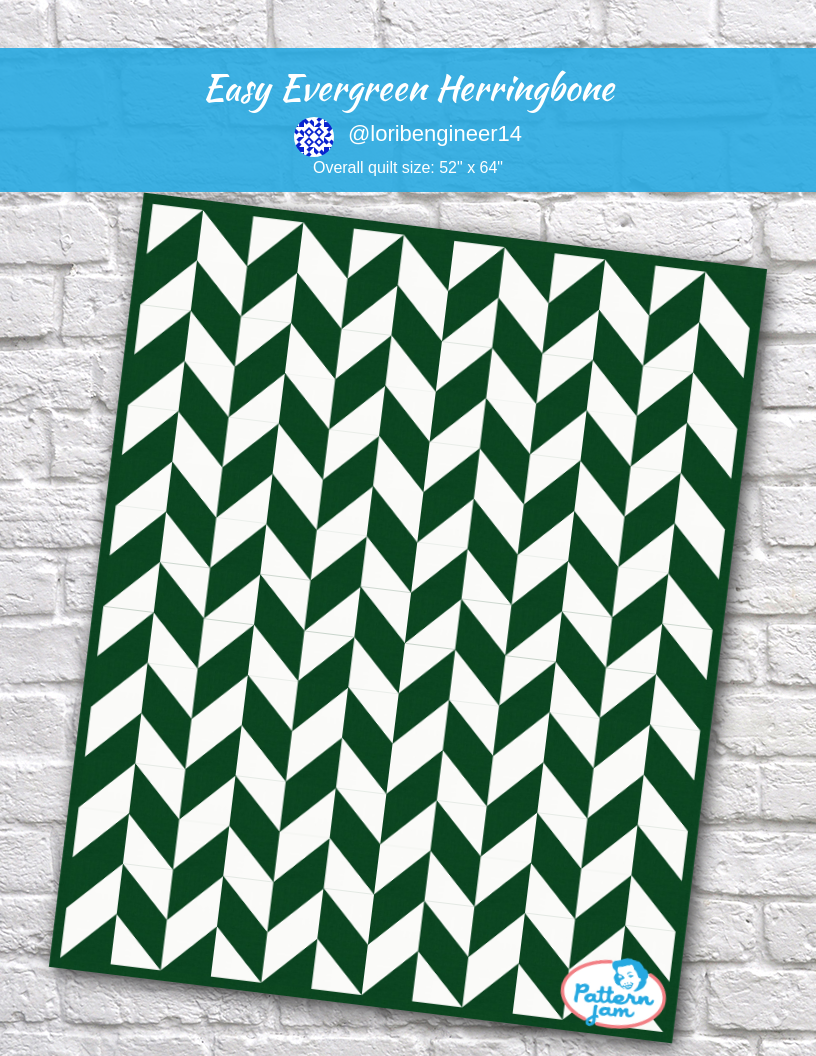 Easy Evergreen Herringbone - custom quilt designed by &#64;loribengineer14 using PatternJam quilt design software