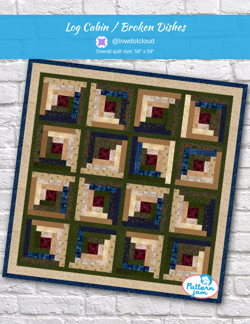 Log cabin / Broken dishes - custom quilt designed by &#64;lowdotcloud using PatternJam quilt design software