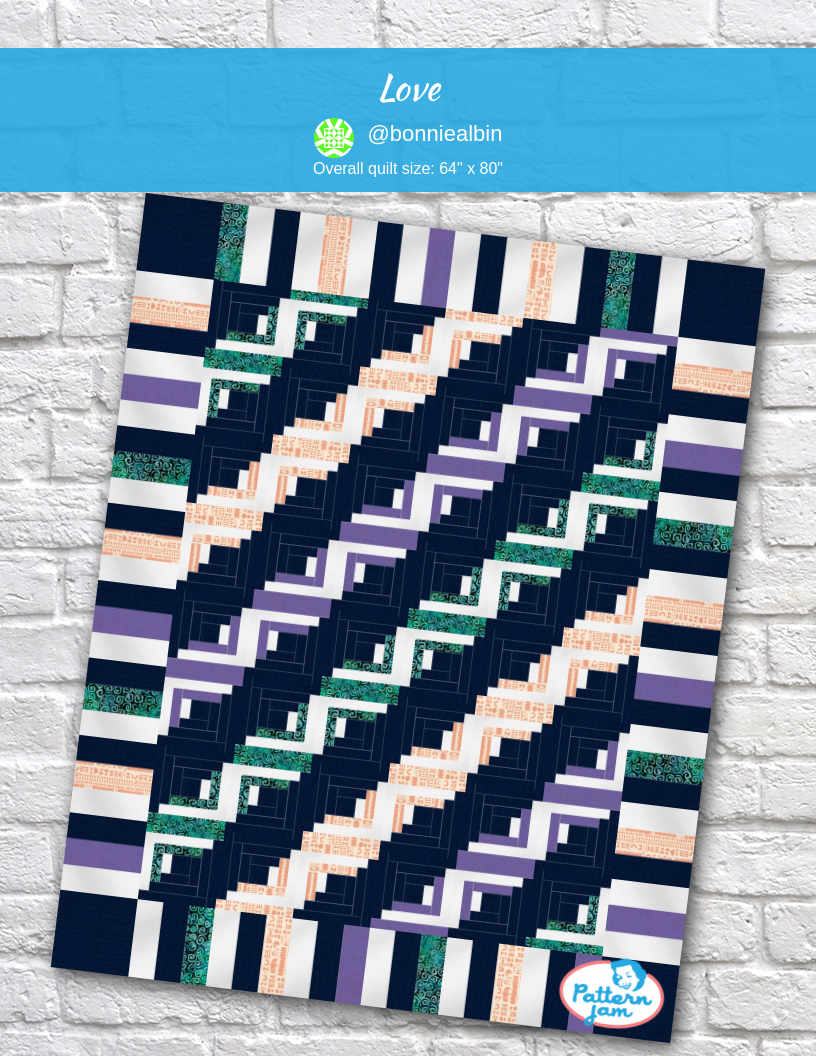 love - custom quilt designed by &#64;bonniealbin using PatternJam quilt design software
