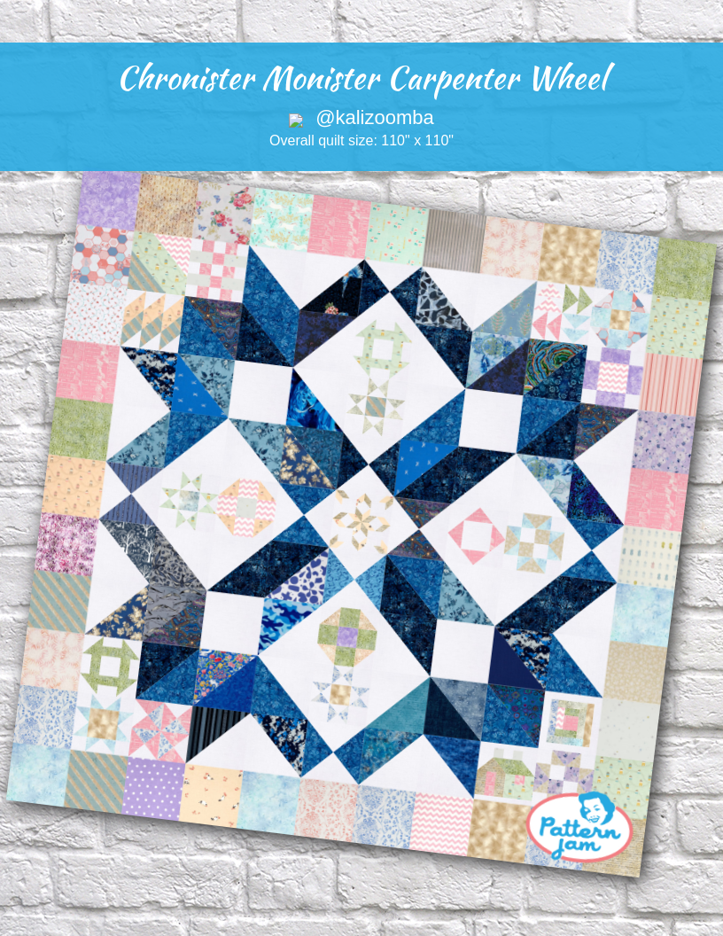 Chronister Monister Carpenter Wheel - custom quilt designed by &#64;kalizoomba using PatternJam quilt design software