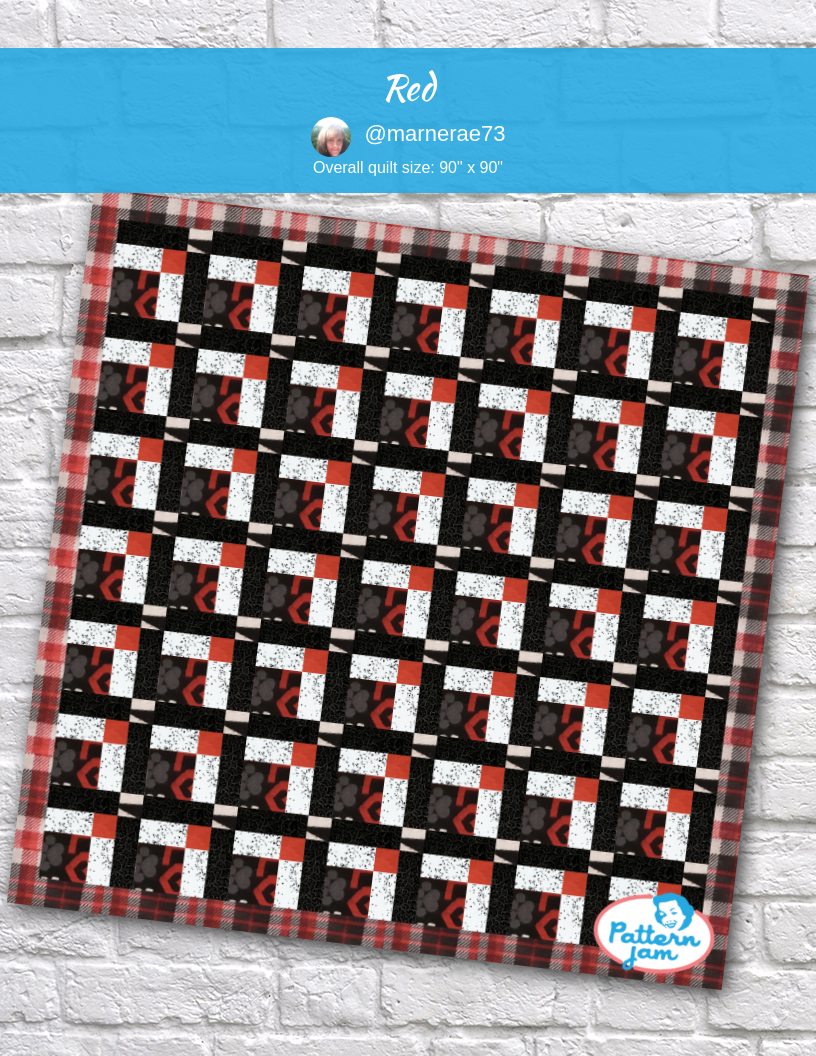 Red - custom quilt designed by &#64;marnerae73 using PatternJam quilt design software