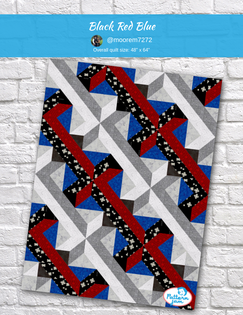 black red blue - custom quilt designed by &#64;moorem7272 using PatternJam quilt design software