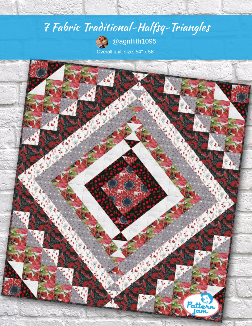7 fabric traditional-halfsq-triangles - custom quilt designed by &#64;agriffith1095 using PatternJam quilt design software