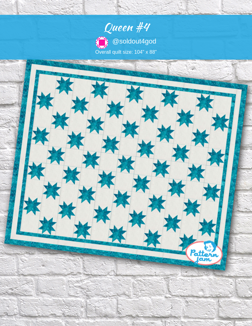 Queen #4 - custom quilt designed by &#64;soldout4god using PatternJam quilt design software