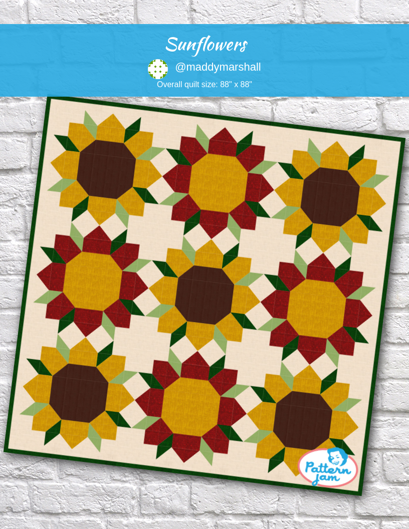 sunflowers - custom quilt designed by &#64;maddymarshall using PatternJam quilt design software