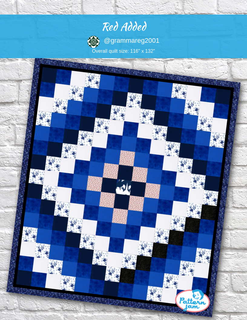 Red added - custom quilt designed by &#64;grammareg2001 using PatternJam quilt design software