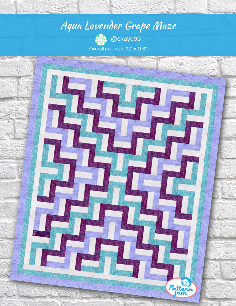 Aqua Lavender Grape Maze - custom quilt designed by &#64;ckayg93 using PatternJam quilt design software