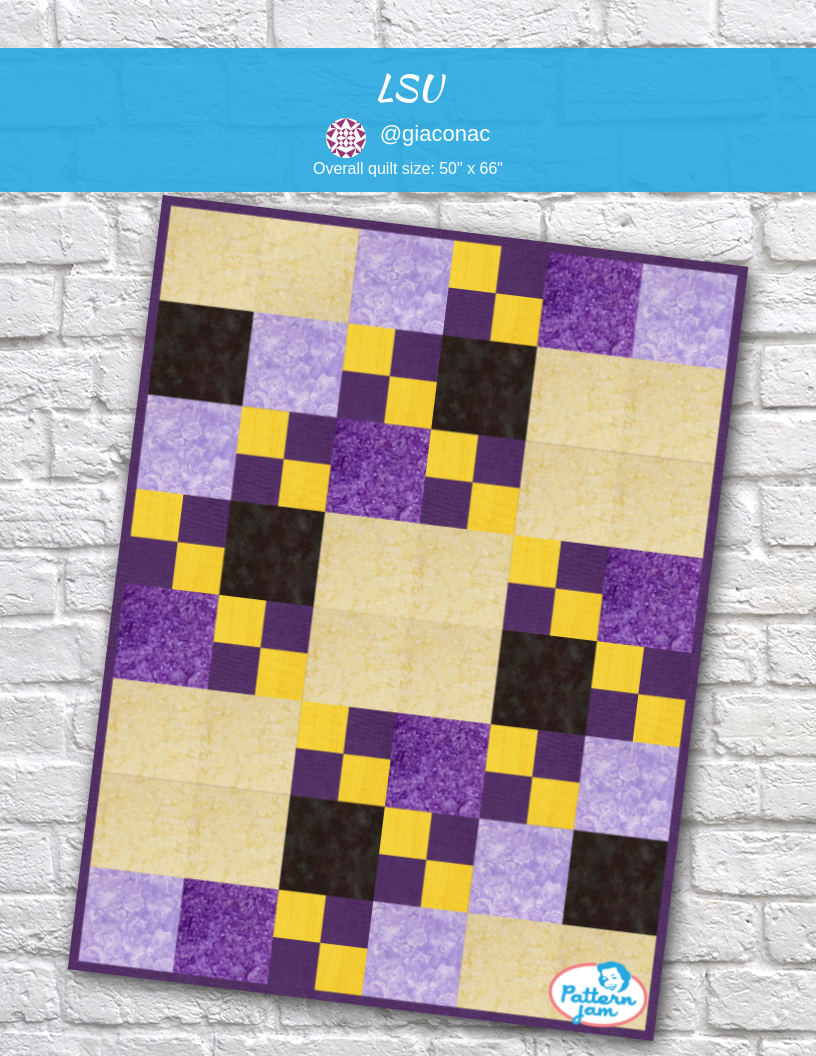 LSU - custom quilt designed by &#64;giaconac using PatternJam quilt design software