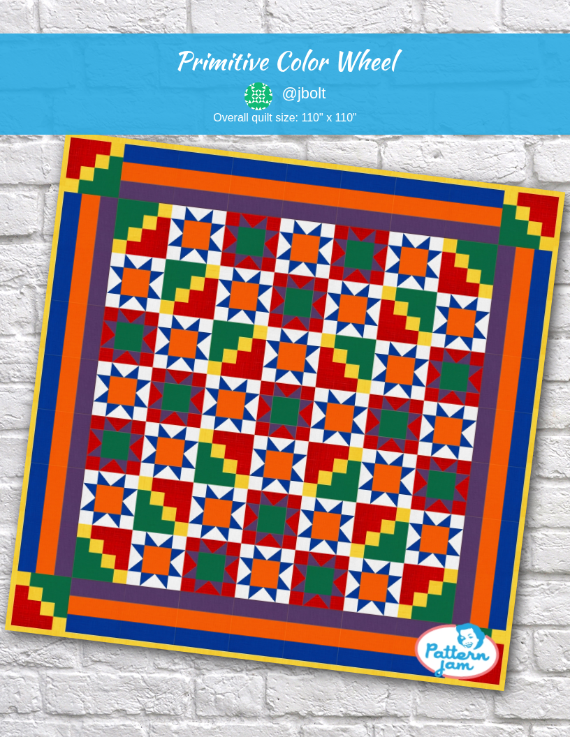 Primitive Color Wheel - custom quilt designed by @jbolt using PatternJam quilt design software