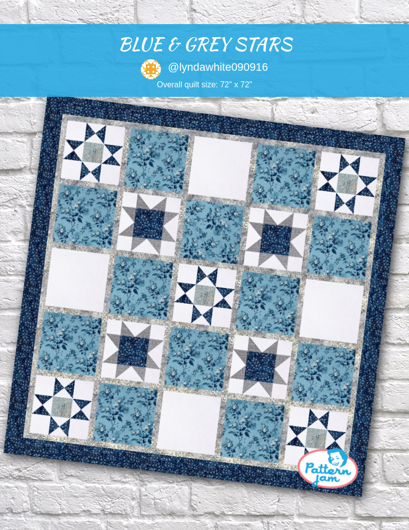 BLUE & GREY STARS - custom quilt designed by &#64;lyndawhite090916 using PatternJam quilt design software