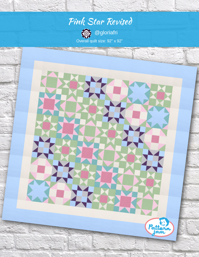 Pink Star Revised - custom quilt designed by &#64;gloriafri using PatternJam quilt design software