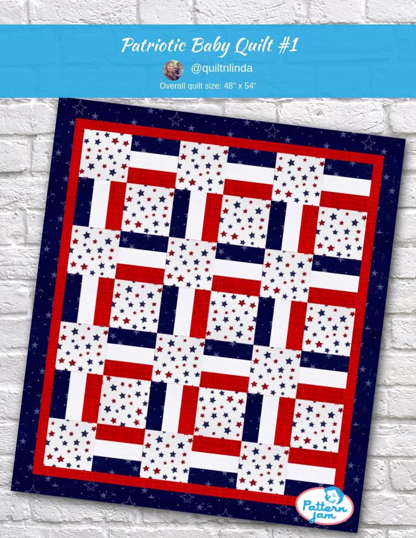 Patriotic Baby Quilt #1 - custom quilt designed by &#64;quiltnlinda using PatternJam quilt design software