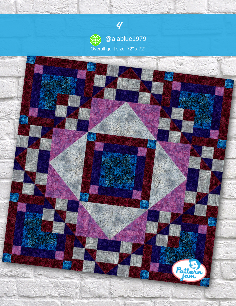 4 - custom quilt designed by &#64;ajablue1979 using PatternJam quilt design software