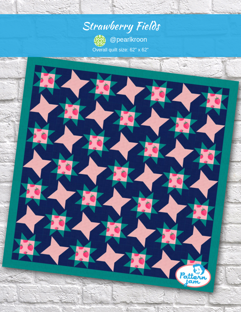 Strawberry Fields - custom quilt designed by &#64;pearlkroon using PatternJam quilt design software