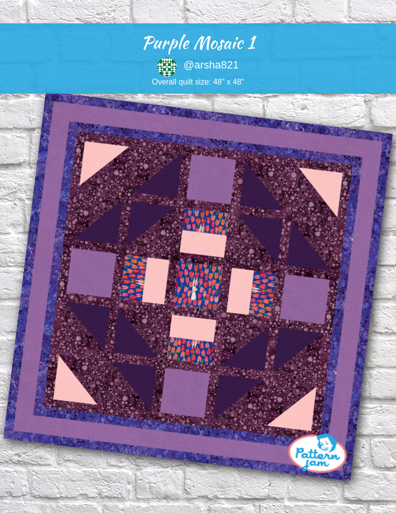 Purple Mosaic 1 - custom quilt designed by &#64;arsha821 using PatternJam quilt design software