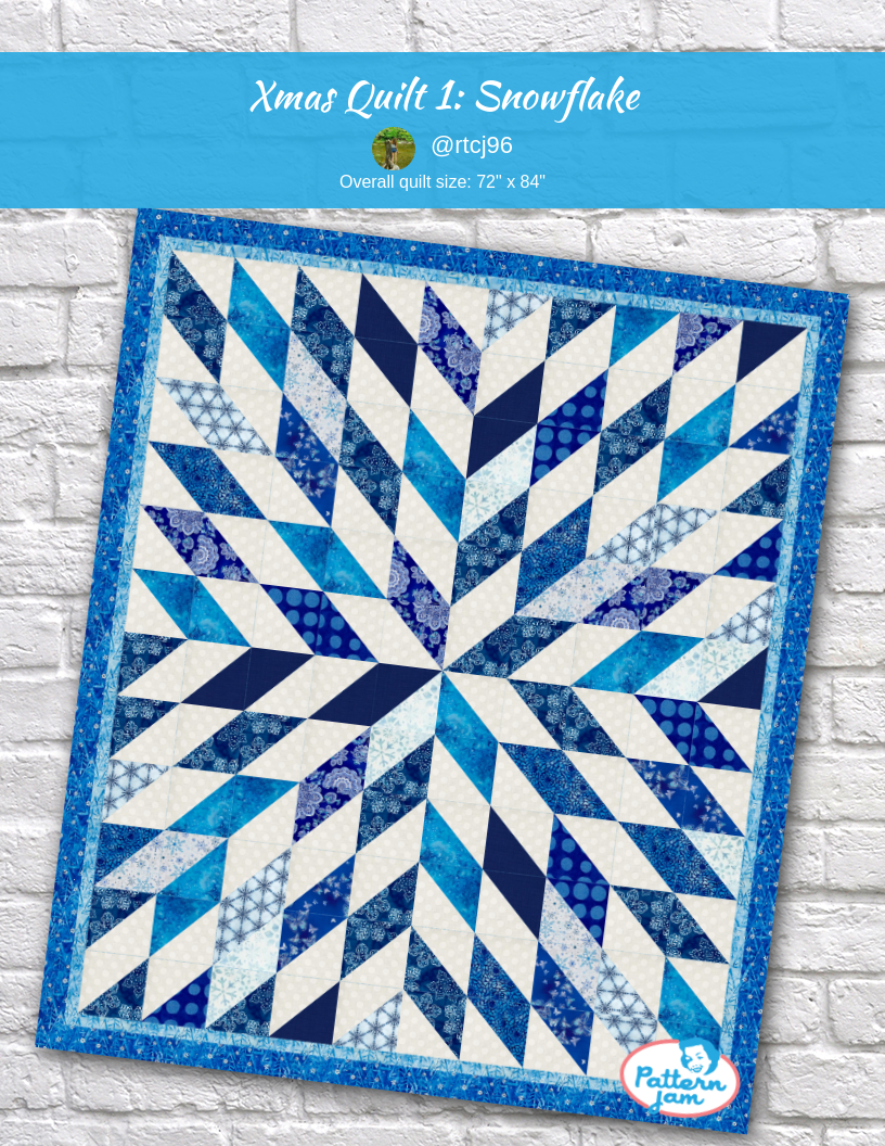 Xmas Quilt 1: Snowflake - custom quilt designed by &#64;rtcj96 using PatternJam quilt design software