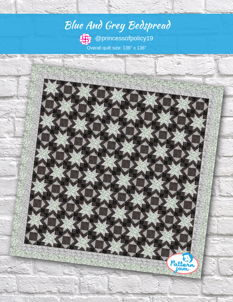 blue and grey bedspread - custom quilt designed by &#64;princessofpolicy19 using PatternJam quilt design software