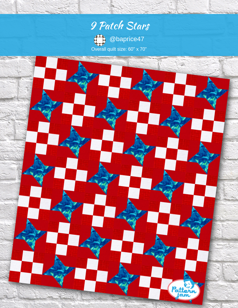 9 patch stars - custom quilt designed by &#64;baprice47 using PatternJam quilt design software