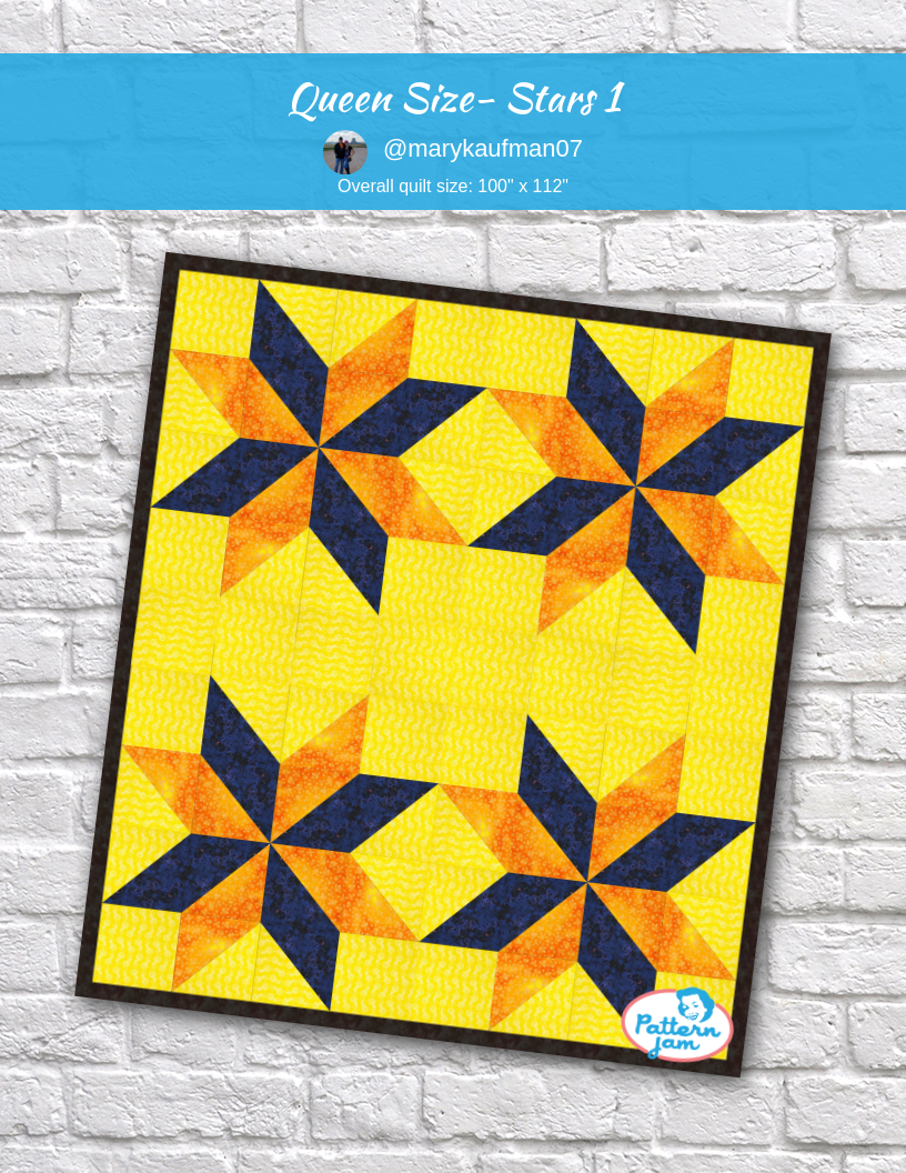 Queen Size- Stars 1 - custom quilt designed by &#64;marykaufman07 using PatternJam quilt design software