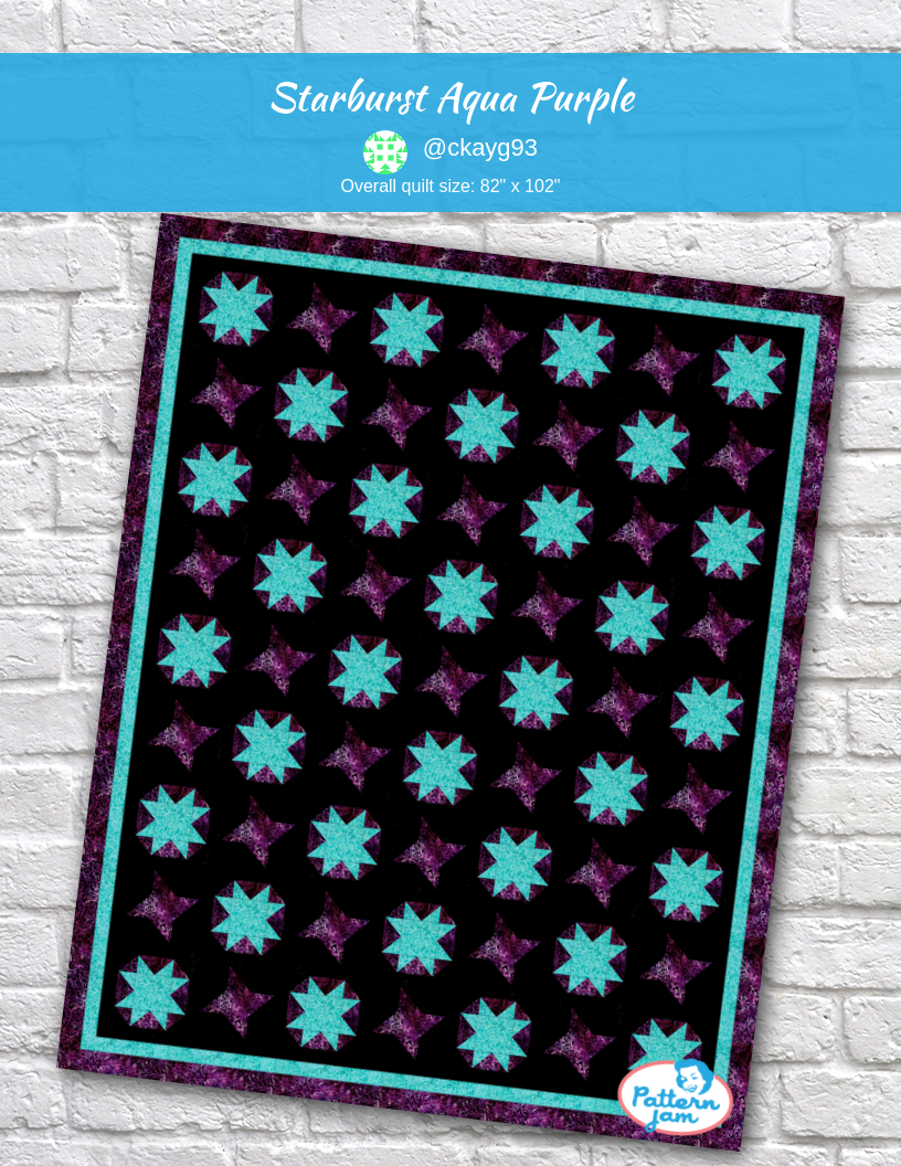 Starburst Aqua Purple - custom quilt designed by &#64;ckayg93 using PatternJam quilt design software