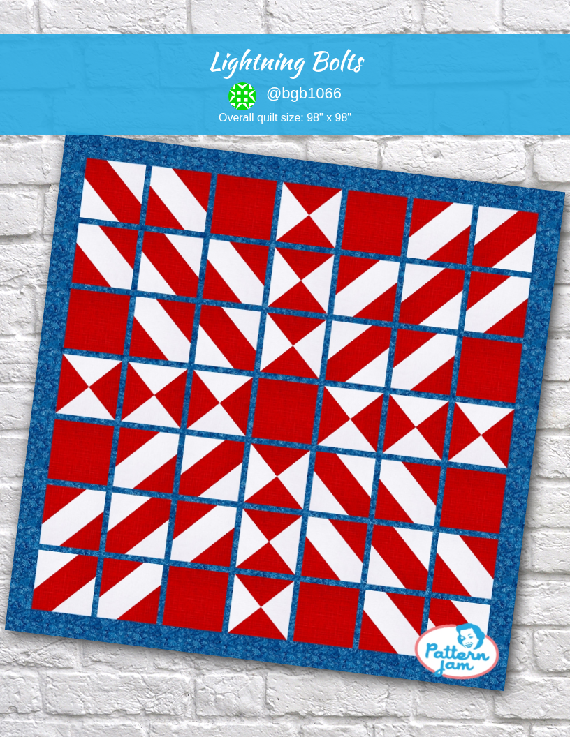 Lightning Bolts - custom quilt designed by @bgb1066 using PatternJam quilt design software