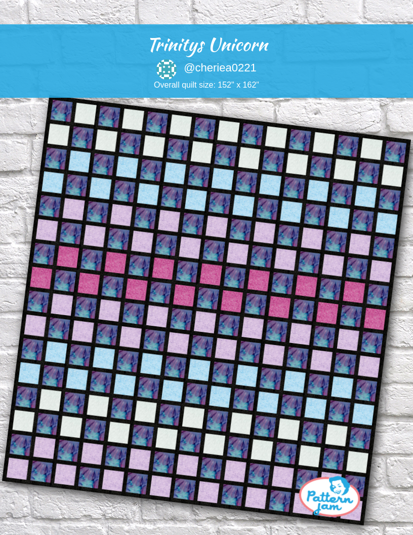 Trinitys Unicorn - custom quilt designed by &#64;cheriea0221 using PatternJam quilt design software