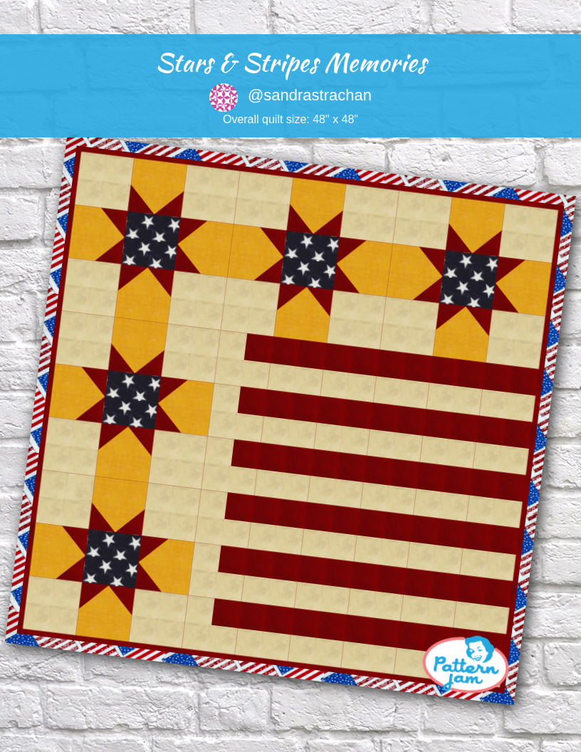 Stars & Stripes Memories - custom quilt designed by &#64;sandrastrachan using PatternJam quilt design software