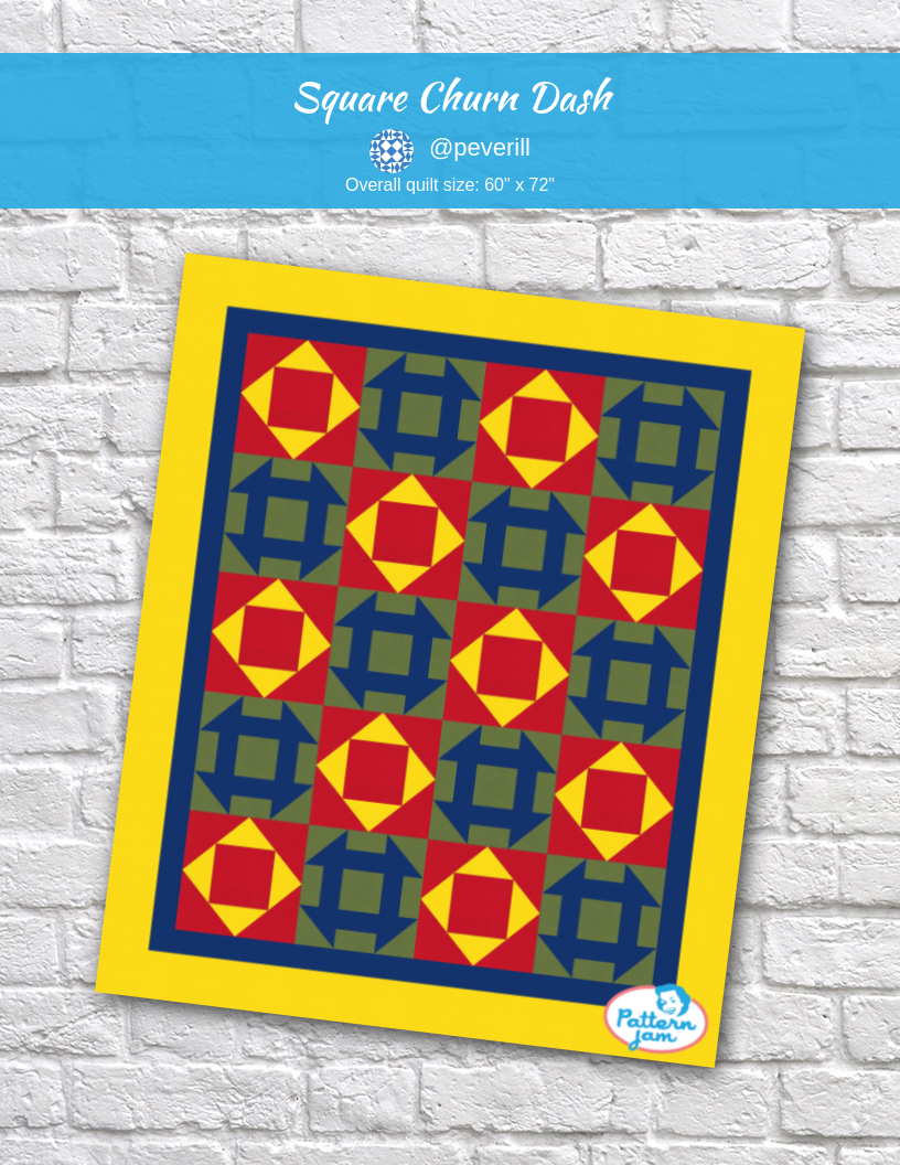 Square churn dash - custom quilt designed by &#64;peverill using PatternJam quilt design software