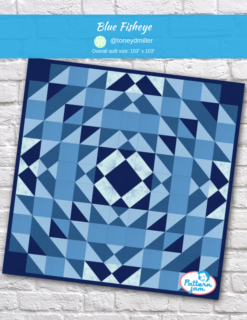 Blue Fisheye - custom quilt designed by &#64;toneydmiller using PatternJam quilt design software