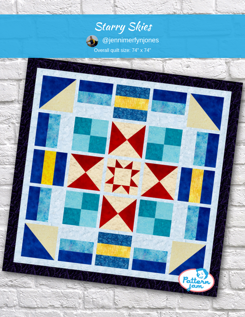 Starry skies - custom quilt designed by &#64;jennimerfynjones using PatternJam quilt design software
