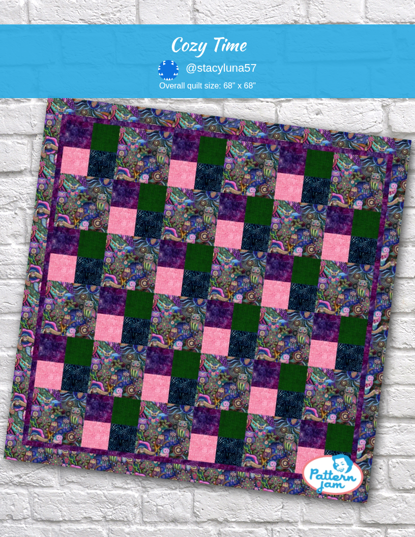 Cozy Time - custom quilt designed by @stacyluna57 using PatternJam quilt design software