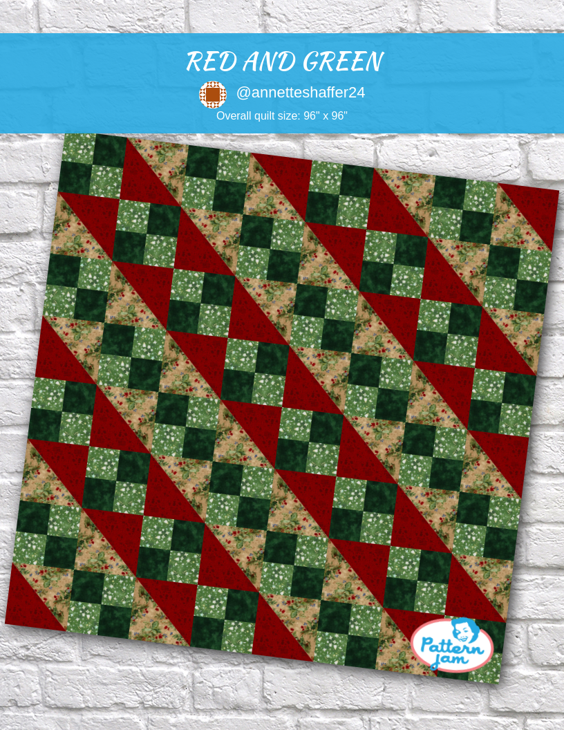 RED AND GREEN - custom quilt designed by &#64;annetteshaffer24 using PatternJam quilt design software