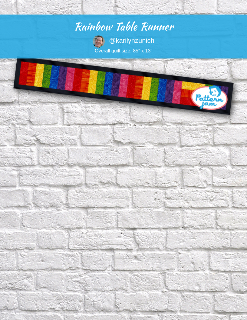 Rainbow Table Runner - custom quilt designed by &#64;karilynzunich using PatternJam quilt design software