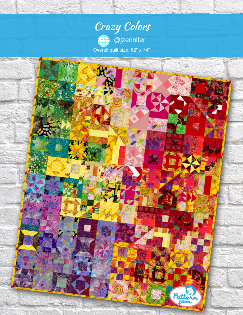 Crazy colors - custom quilt designed by &#64;jzennifer using PatternJam quilt design software